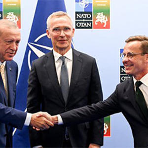 The Turkish President with the Secretary General of NATO and Swedish Prime Minister 
