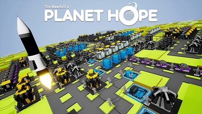 An image of the game Planet Hope designed by Tim Beedall which features a virtual cityscape 
