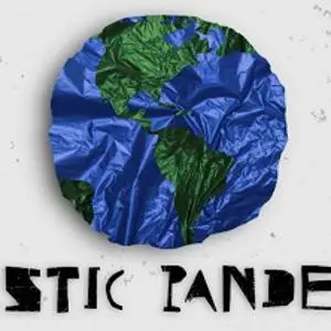 Crumpled blue and green globe above the bold words 'PLASTIC PANDEMIC.'