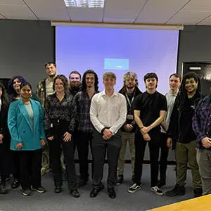 The 14 film students pictured standing in a group