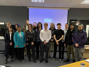 The 14 film students pictured standing in a group