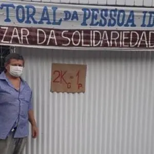 Brazilian man wearing a PPE mask