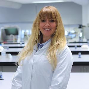 Professor Claire Gwinnett pictured in a lab