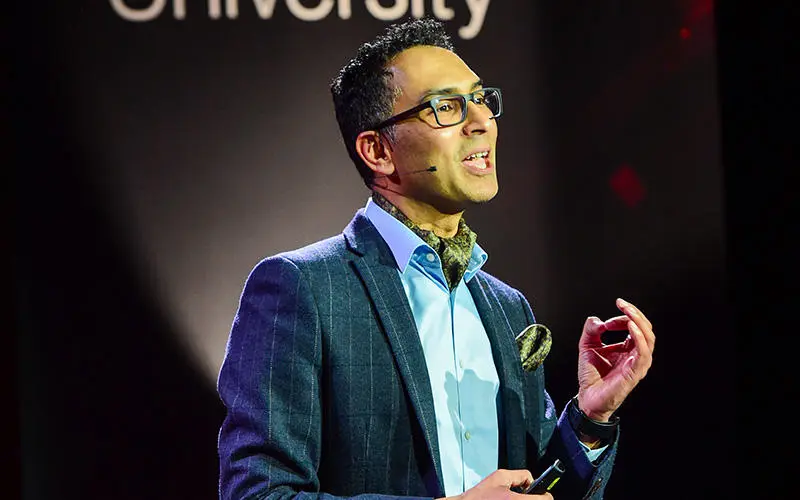 Professor Raheel Nawaz delivering his TEDx talk 