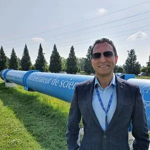Man pictured outside at CERN in Switzerland.