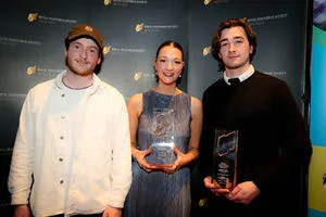 Darcy Wooton-Davis, Anya Szelewska and Oscar Bell with their awards