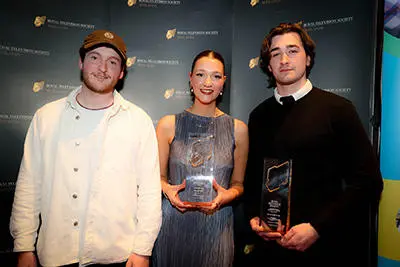 Darcy Wooton-Davis, Anya Szelewska and Oscar Bell with their awards