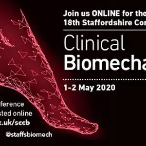 Black and red online conference banner for Clinical Biomechanics, dated 1–2 May 2020.