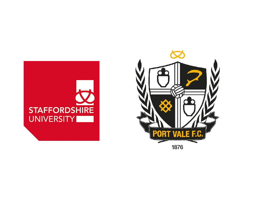 Staffordshire University and Port Vale Football Club logos displayed side by side.