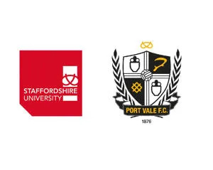 Staffordshire University and Port Vale Football Club logos displayed side by side.