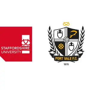 Staffordshire University and Port Vale Football Club logos displayed side by side.