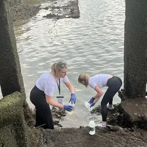 Students collecting samples