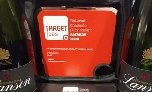 Target jobs logo next to bottles of champagne