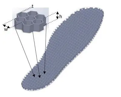 Insole showing hezagon tech
