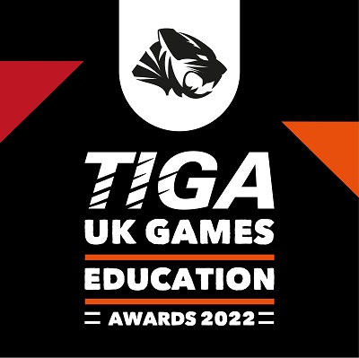 TIGA Games Education Awards 2022 logo in black, red and white