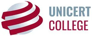 UNICERT College logo with a red and grey spherical emblem.