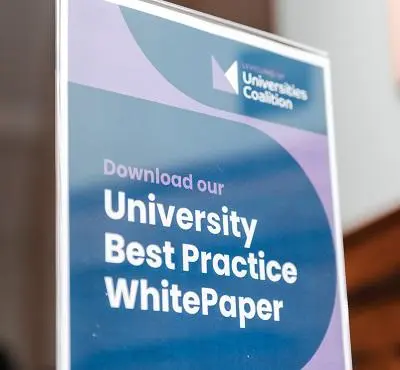 Sign which invites people to download the report