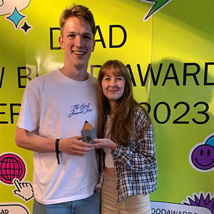 Will Bagnall and Becky Johnson Pudney with their award