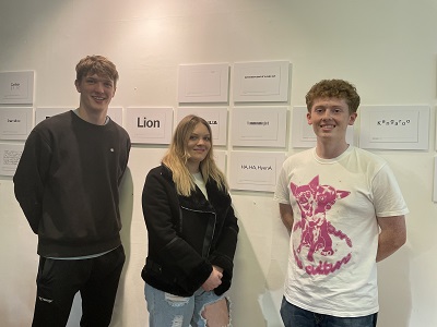 Will Bagnall, Lauren Piercy, Jed Barlow pictured in front of their work