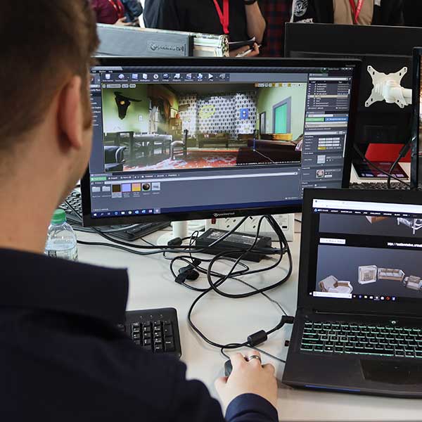 Student uses industry software while developing a computer game