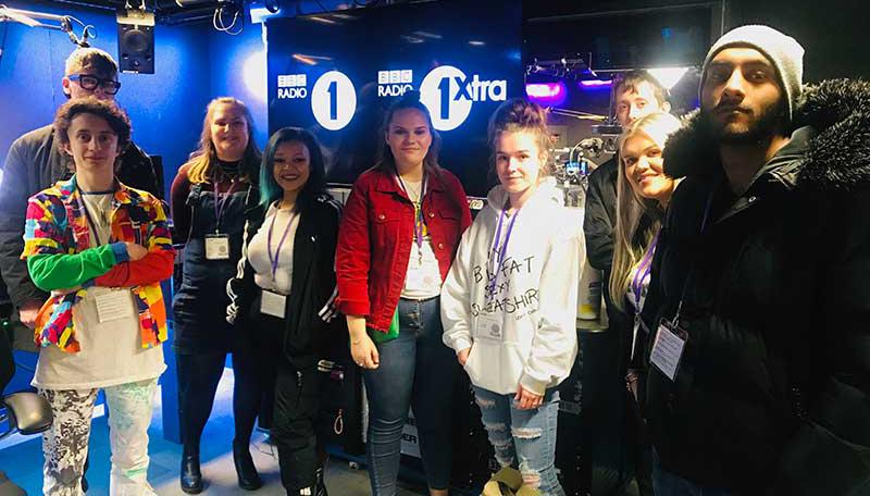 Students at BBC Radio 1 and 1 Extra Studios