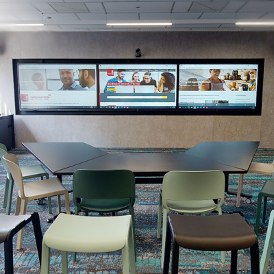 Collaborative visualisation screens.