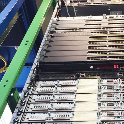 Rack containing live kit.