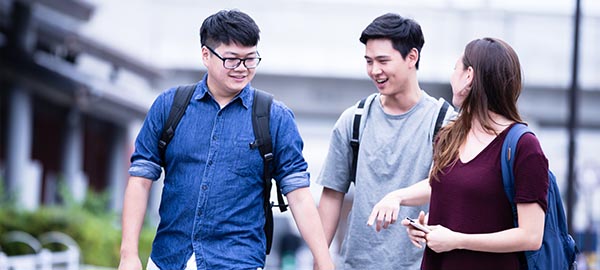 students walking on campus