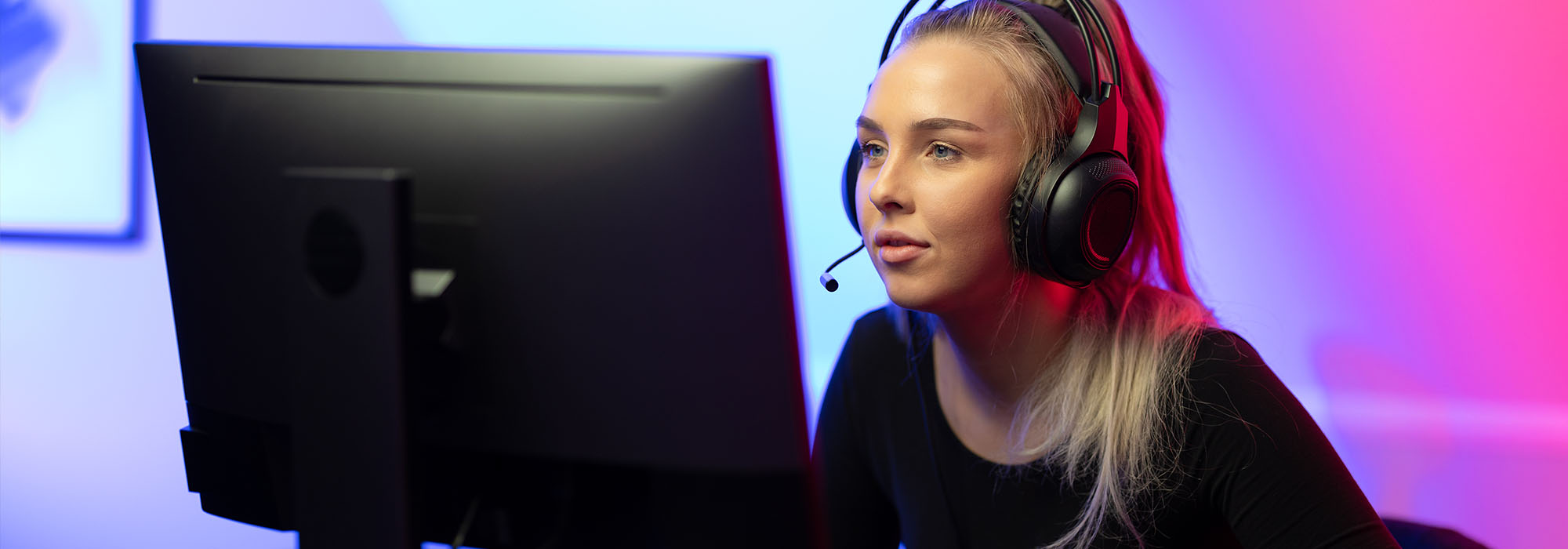 female student at a desktop computer