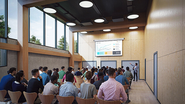 Artistic impression of the events space in the village hub