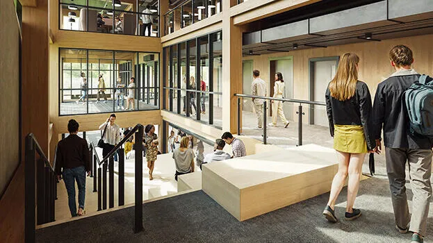 Artistic impression of the main staircase in the village hub