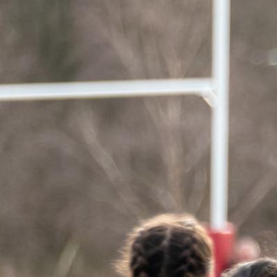 Staffs make a strong tackle against Birminghams running player